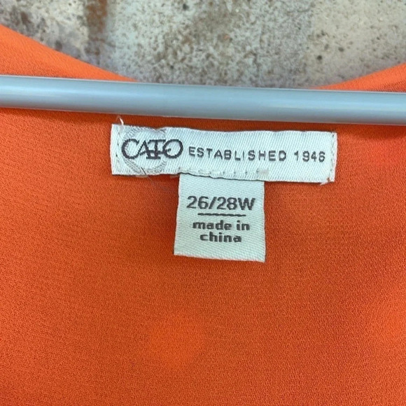 Cato Orange Slit Tie Sleeve Dotted Swiss Blouse - Picture 8 of 11